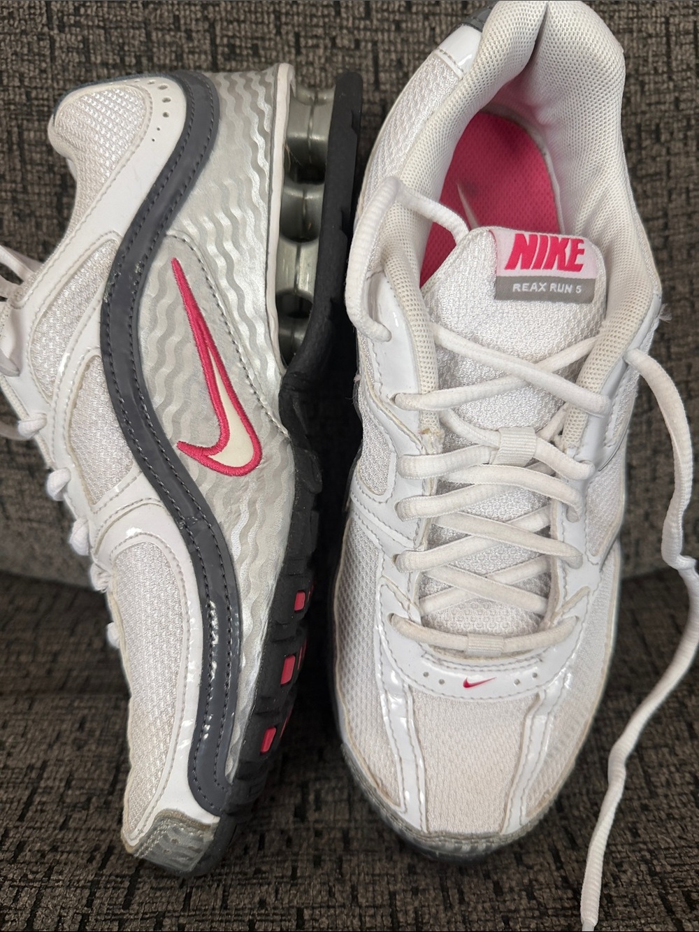 Nike Women's White and Pink Athletic Running Shoes-gently worn a few times